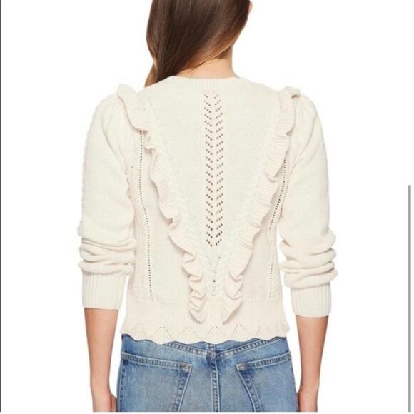 Rebecca Taylor Ruffled Cable Pullover Sweater Size Large - Picture 3 of 3